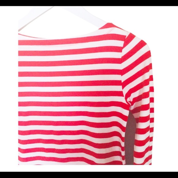 GAP Stripe Boat Neck With Long Sleeves Top/Tee Red Size Medium - Picture 10 of 12